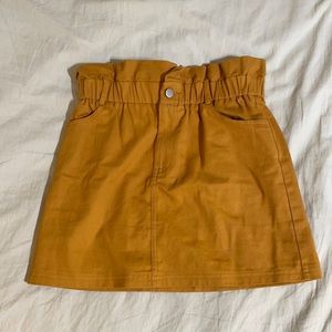 mustard yellow paperbag skirt